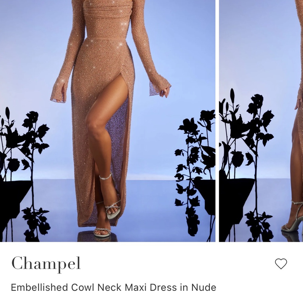 Oh Polly Champel Nude Maxi Dress